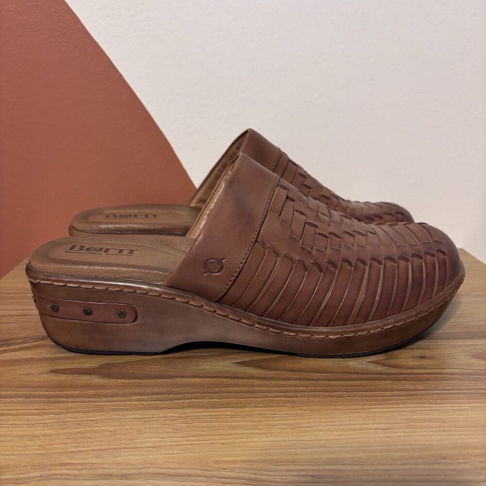 Born Womens Size 9 Yucatan Natural Full Grain Leather Slip On Clogs Shoes Mules
